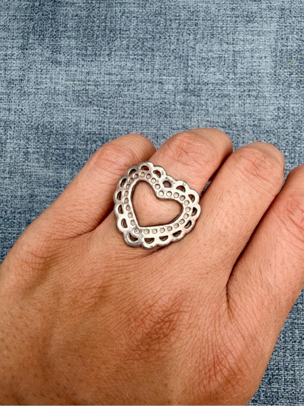 Foxy Originals Silver Lace Heart Cutout Ring